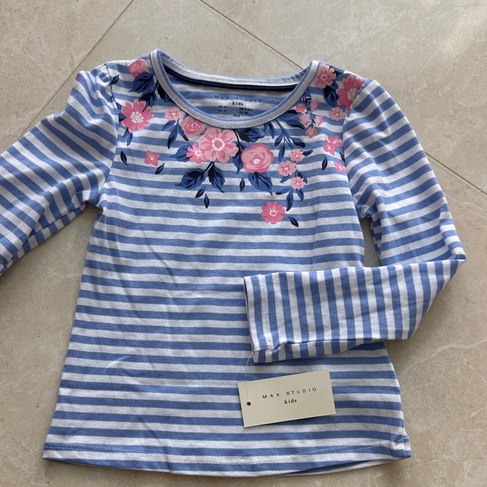 Max Studio Kids Striped Long Sleeve with Floral Design